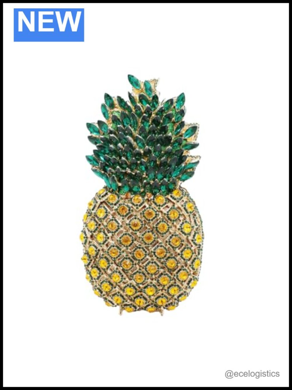 Pineapple Rhinestone Clutch Evening Bag Crystal Purse Handmade Party Wedding